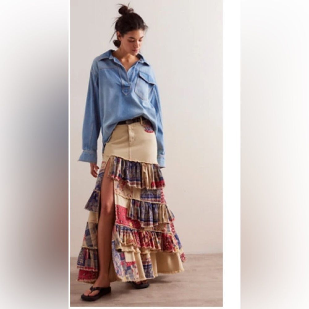 Harvest Moon Maxi Skirt Free People Bohemian Patchwork Maxi Skirt Size 30